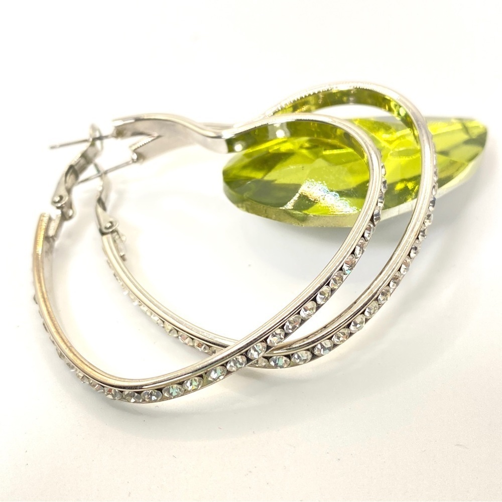 Heart Shaped Rhinestone Hoop Earrings